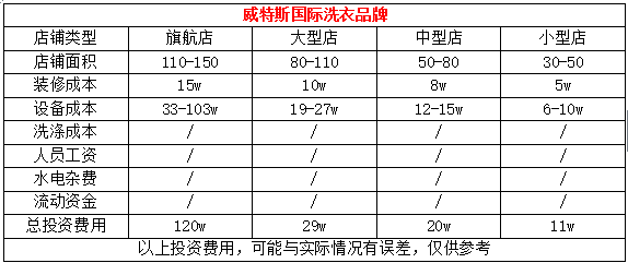 開一家洗衣店投資成本多少?成本多少看規(guī)模